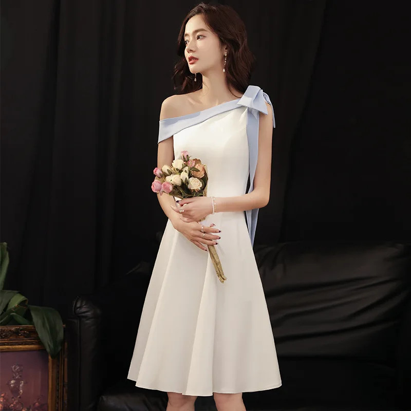 Women's Formal Prom Dresses One-Shoulder Sleeveless Slim Elegant Evening Dress Knee-Length Knitting Simple Party Gowns
Women's Formal Prom Dresses One-Shoulder Sleeveless Slim Elegant Evening Dress Knee-Length Knitting Simple Party Gowns