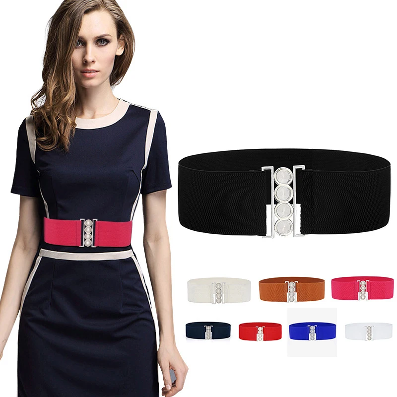 Female Silver Metal Buckle Corset Belt Solid Color Waistband Elastic Wide Waist Belt Simple Style Dress Belt Apparel Accessories
Female Silver Metal Buckle Corset Belt Solid Color Waistband Elastic Wide Waist Belt Simple Style Dress Belt Apparel Accessories