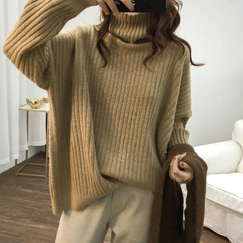 Lucyever 2020 Vintage Striped Women Turtlenneck Sweaters Autumn Winter Lazy White Pullovers Female Korean Loose Knitted Jumpers
Lucyever 2020 Vintage Striped Women Turtlenneck Sweaters Autumn Winter Lazy White Pullovers Female Korean Loose Knitted Jumpers