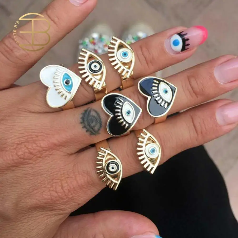 2020 April New Black White Drip Process Adjustable Evil Eye Heart Shape Gold Rings For Women Female Vintage Ring Sets Jewelry
2020 April New Black White Drip Process Adjustable Evil Eye Heart Shape Gold Rings For Women Female Vintage Ring Sets Jewelry