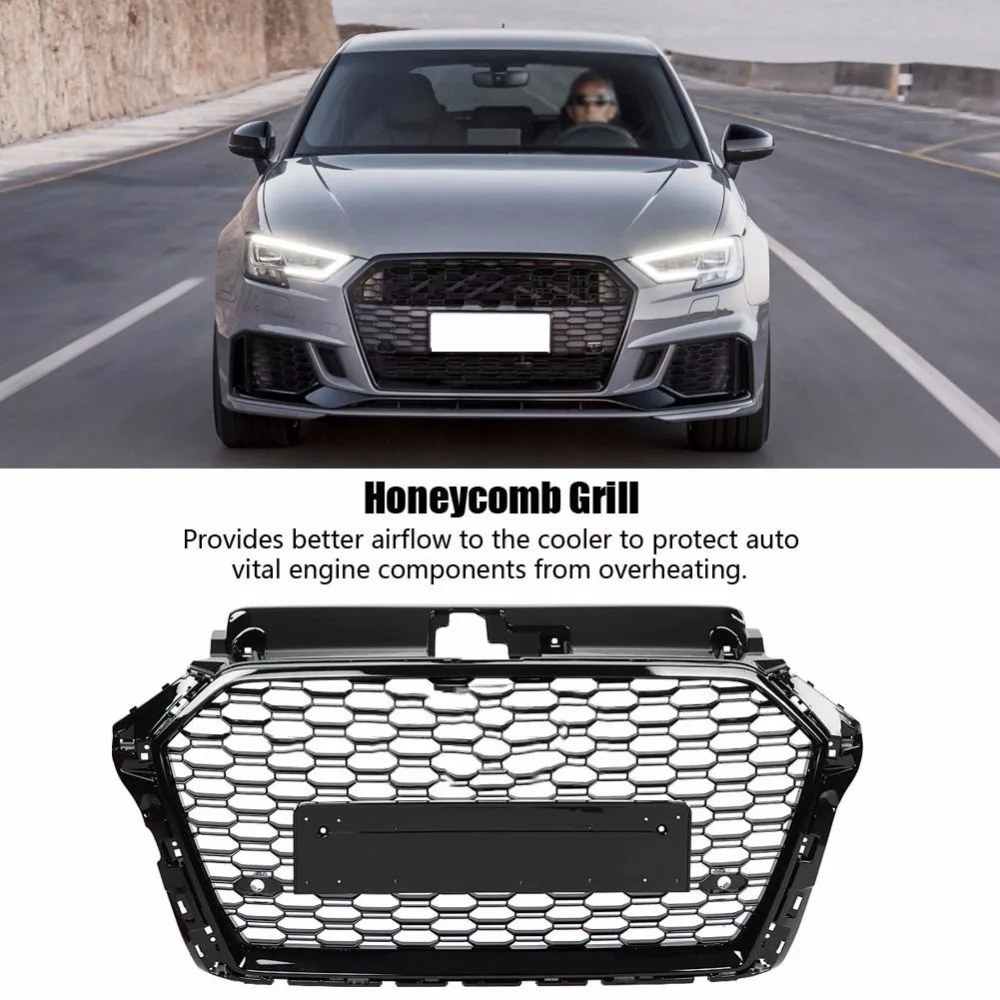 For RS3 Style Front Sport Hex Mesh Honeycomb Hood Grill Gloss Black for Audi A3/S3 8V 2017-2019 car accessories
For RS3 Style Front Sport Hex Mesh Honeycomb Hood Grill Gloss Black for Audi A3/S3 8V 2017-2019 car accessories