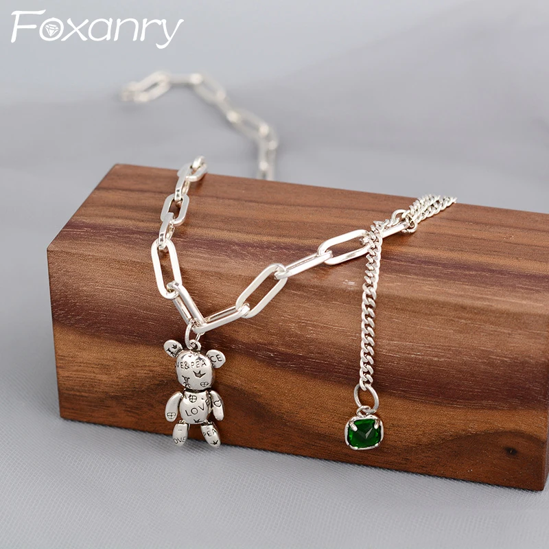 Ожерелье FOXANRY с изображением медведя на свитере для женщин Модное Элегантное ожерелье с подвеской из зеленого циркония для невесты ювелирн... 
Ожерелье FOXANRY с изображением медведя на свитере для женщин Модное Элегантное ожерелье с подвеской из зеленого циркония для невесты ювелирн...