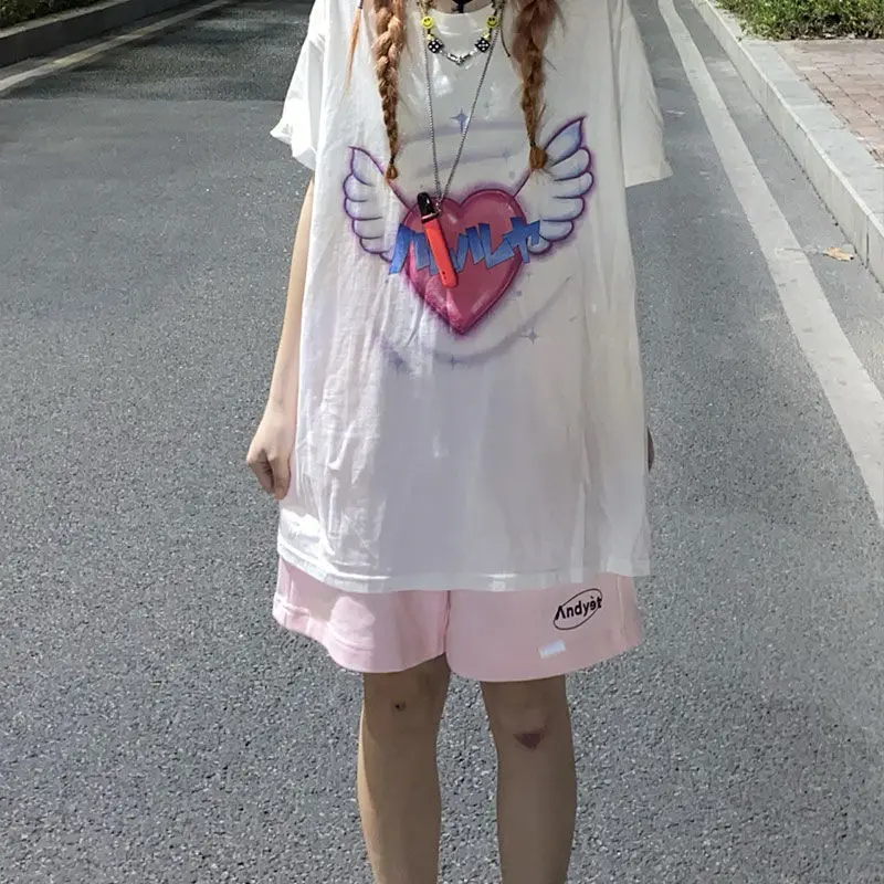 Sweet cool summer short-sleeved O neck Tshirt women clothes cotton casual t-shirt love printing Korean loose streetwear top park
Sweet cool summer short-sleeved O neck Tshirt women clothes cotton casual t-shirt love printing Korean loose streetwear top park