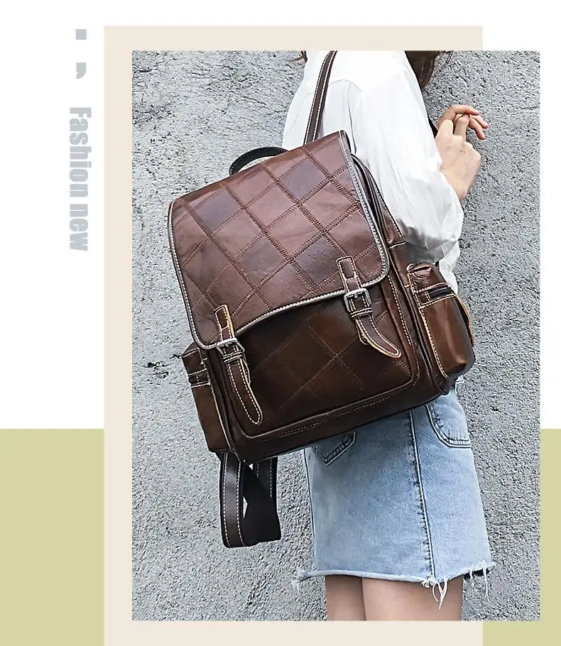 Leisure Plaid Genuine Leather Luxury Backpack 2021 New Retro Large Capacity Cowhide Shoulder Bag Travel Women Backpack
Leisure Plaid Genuine Leather Luxury Backpack 2021 New Retro Large Capacity Cowhide Shoulder Bag Travel Women Backpack