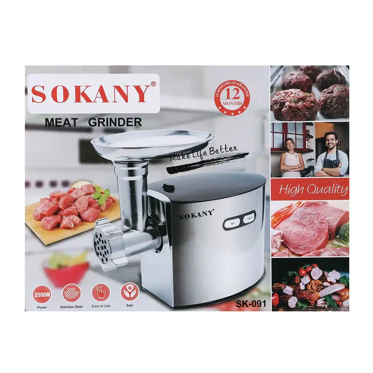 SOKANY 2021 Update 2500W Electric Meat Grinders Stainless Steel Powerful Electric Grinder Sausage Stuffer Meat Mincer Slicer
SOKANY 2021 Update 2500W Electric Meat Grinders Stainless Steel Powerful Electric Grinder Sausage Stuffer Meat Mincer Slicer