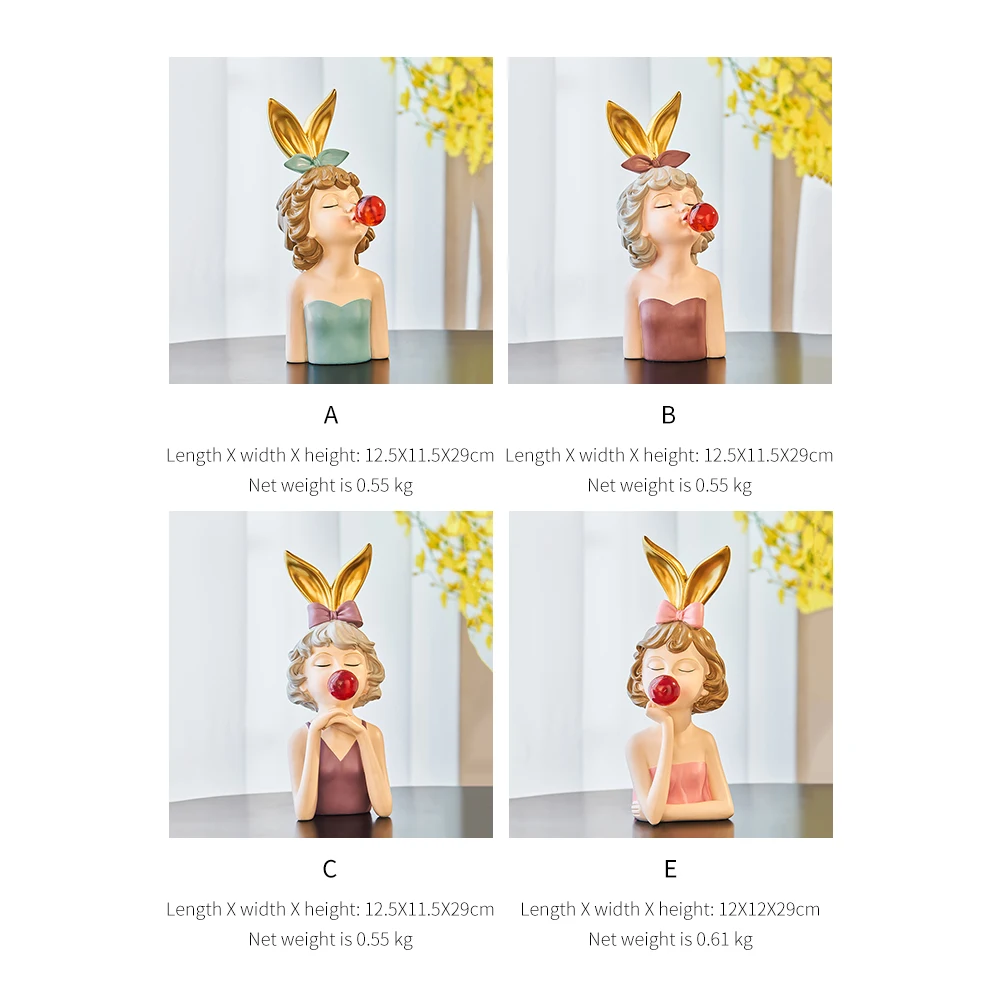 Cute Bunny Girl Sculpture Resin Figure Blowing Bubble Model Statue Modern Living Room Bedroom Home Decoration Decoration Gifts
Cute Bunny Girl Sculpture Resin Figure Blowing Bubble Model Statue Modern Living Room Bedroom Home Decoration Decoration Gifts