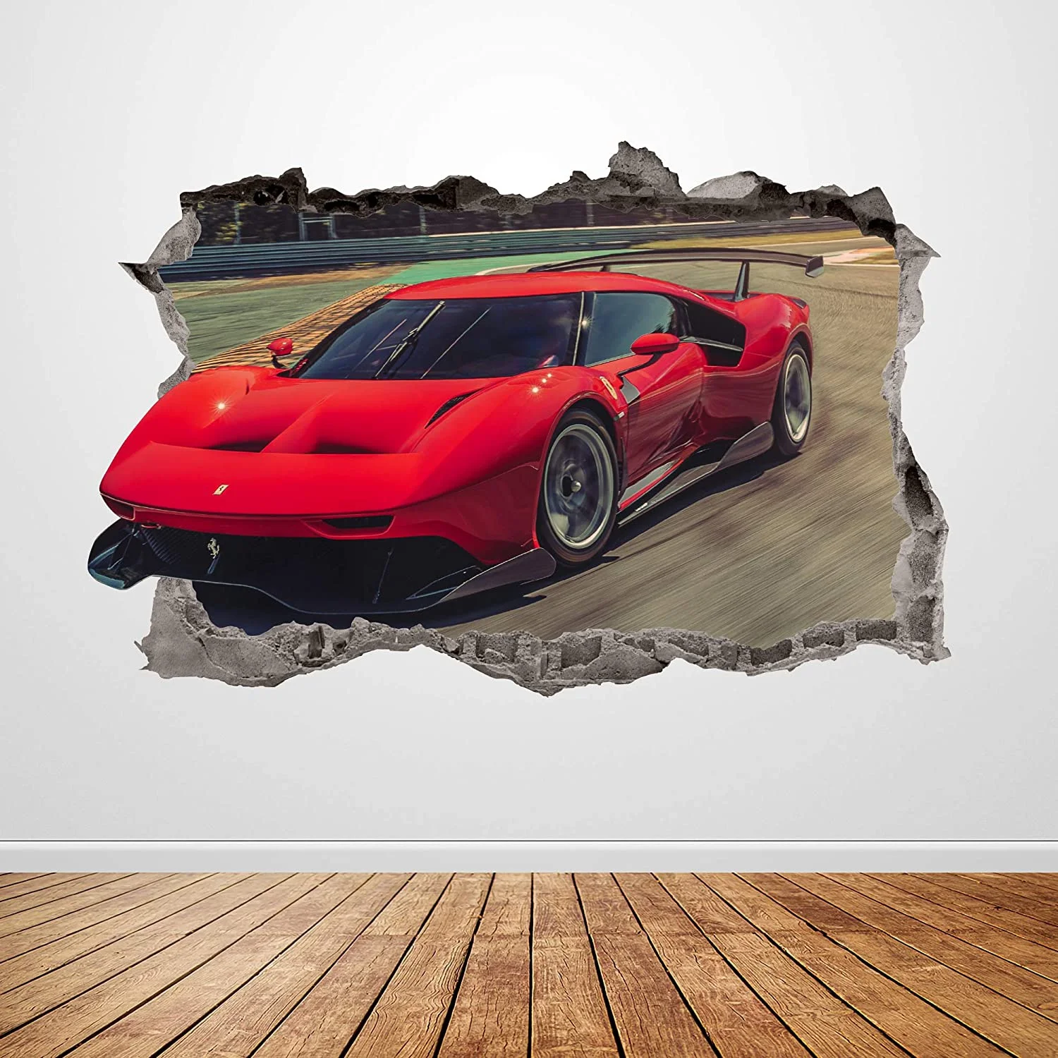 Racing Car Wall Decal Smashed 3D Graphic Ferrari Wall Sticker Art Mural Poster Room Decor Gift UP265 (70"W x 46"H inches)
Racing Car Wall Decal Smashed 3D Graphic Ferrari Wall Sticker Art Mural Poster Room Decor Gift UP265 (70"W x 46"H inches)