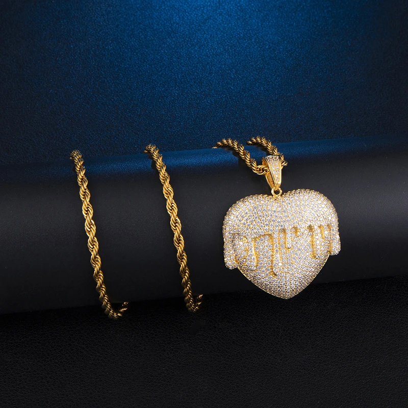 Bling Shiny Iced Out Micro Paved CZ Heart Drop Necklaces & Pendants For Men Hip Hop Rapper Jewelry With Tennis Chain
Bling Shiny Iced Out Micro Paved CZ Heart Drop Necklaces & Pendants For Men Hip Hop Rapper Jewelry With Tennis Chain