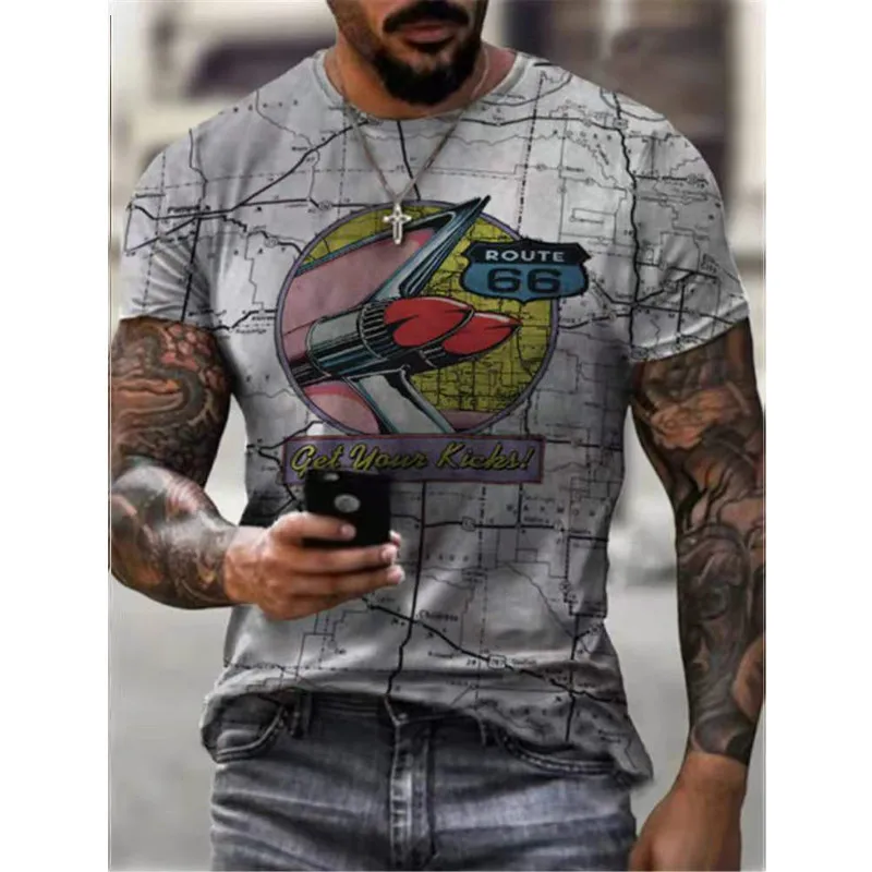 Summer Men's T-Shirt Street Fashion U.S. Highway 66 Personalized Printing 3D Clothes Large Size Men Short Sleeve T-Shirt
Summer Men's T-Shirt Street Fashion U.S. Highway 66 Personalized Printing 3D Clothes Large Size Men Short Sleeve T-Shirt