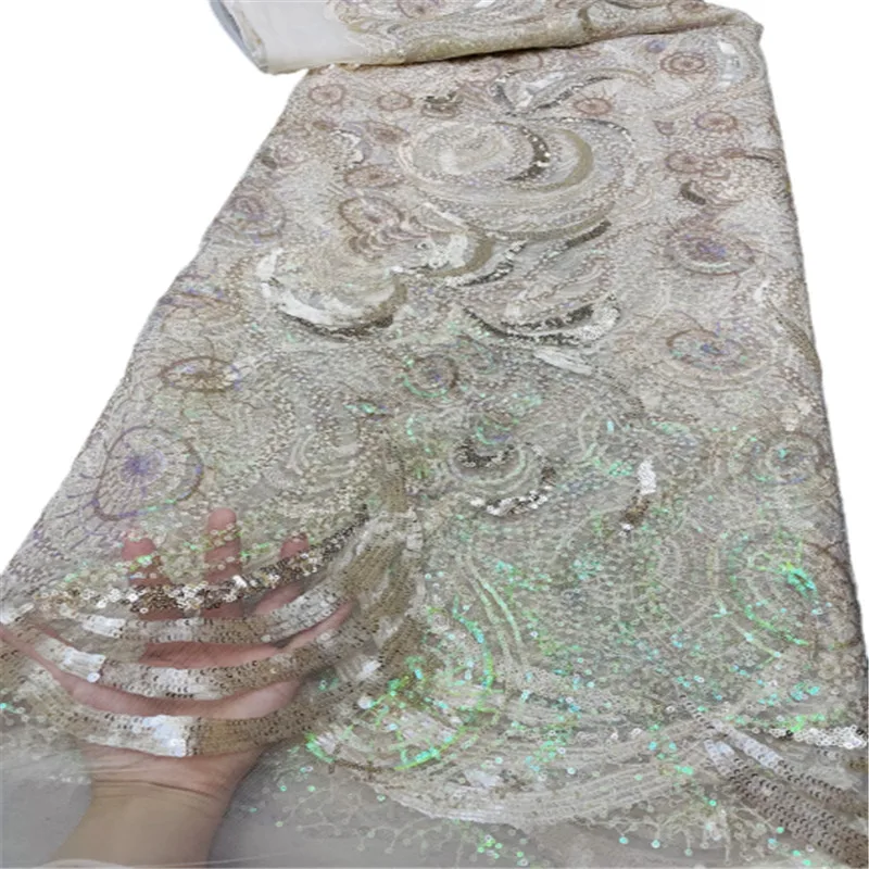 

2021 white Velvet Sequin Net Lace High Quality Emerald Green Sequin Latest Embroidery Fabric Party Asoebi Nigeria African