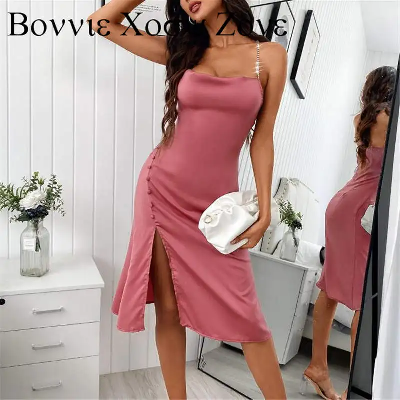 Summer Women Studded Strap High Slit Mid Dress Femme Fashion Buttoned Robe Lady Outfits Evening Sundress Vestidos 2021 Prom Wear
Summer Women Studded Strap High Slit Mid Dress Femme Fashion Buttoned Robe Lady Outfits Evening Sundress Vestidos 2021 Prom Wear