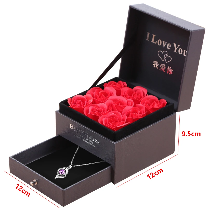 ROSE SPACE Soap Foam Rose Beautiful Gift Jewelry Box with 100 Language I Love You Necklace For Valentines Day Christmas Gift 
ROSE SPACE Soap Foam Rose Beautiful Gift Jewelry Box with 100 Language I Love You Necklace For Valentines Day Christmas Gift