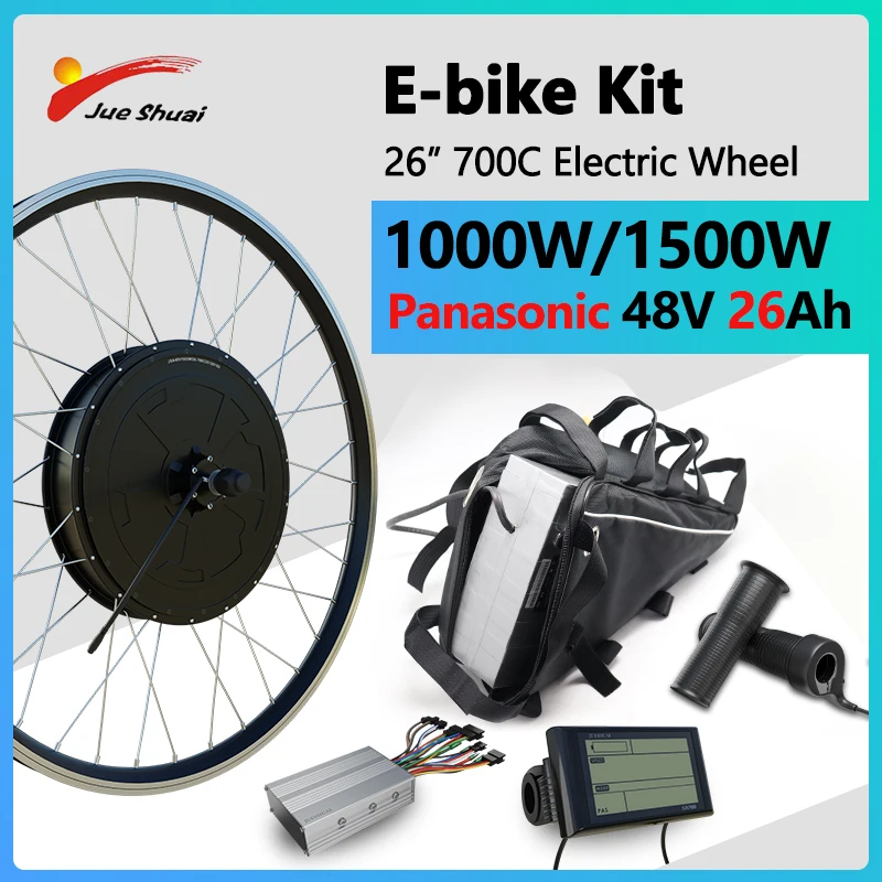 1000W 1500W Electric Bike Kit 26" 700C Rear Hub Motor Ebike Kit 48V 20AH/26AH Panasonic Lithium Battery kit bicicleta electrica
1000W 1500W Electric Bike Kit 26" 700C Rear Hub Motor Ebike Kit 48V 20AH/26AH Panasonic Lithium Battery kit bicicleta electrica
