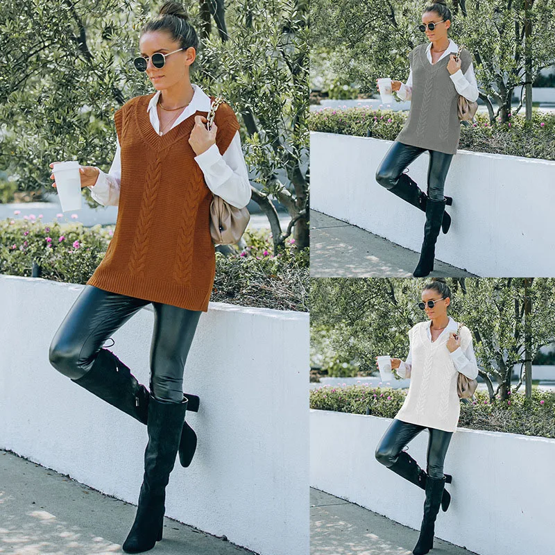 Women Vest Autumn 2021 Sleeveless Knitted Sweater Fashion Knitwear Winter Waistcoat New Hot Loose Chic Casual Female Vests C2838
Women Vest Autumn 2021 Sleeveless Knitted Sweater Fashion Knitwear Winter Waistcoat New Hot Loose Chic Casual Female Vests C2838