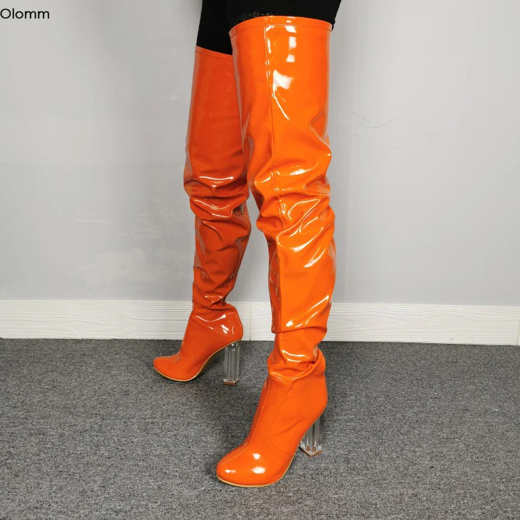 Olomm New Fashion Women Thigh High Boots Super Sexy Square High Heels Boots Round Toe Orange Club Wear Shoes Women US Size 5-10
Olomm New Fashion Women Thigh High Boots Super Sexy Square High Heels Boots Round Toe Orange Club Wear Shoes Women US Size 5-10