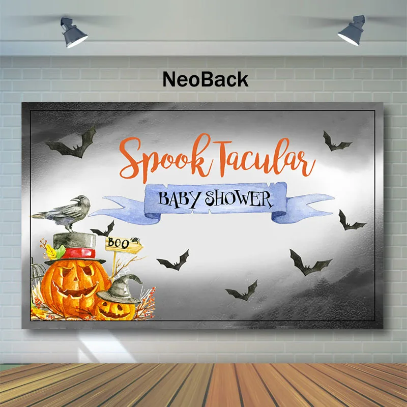 NeoBack Spook Tacular Baby Shower Backdrop Хэллоуин ужас Тыква светильник Фотофон детский душ фон