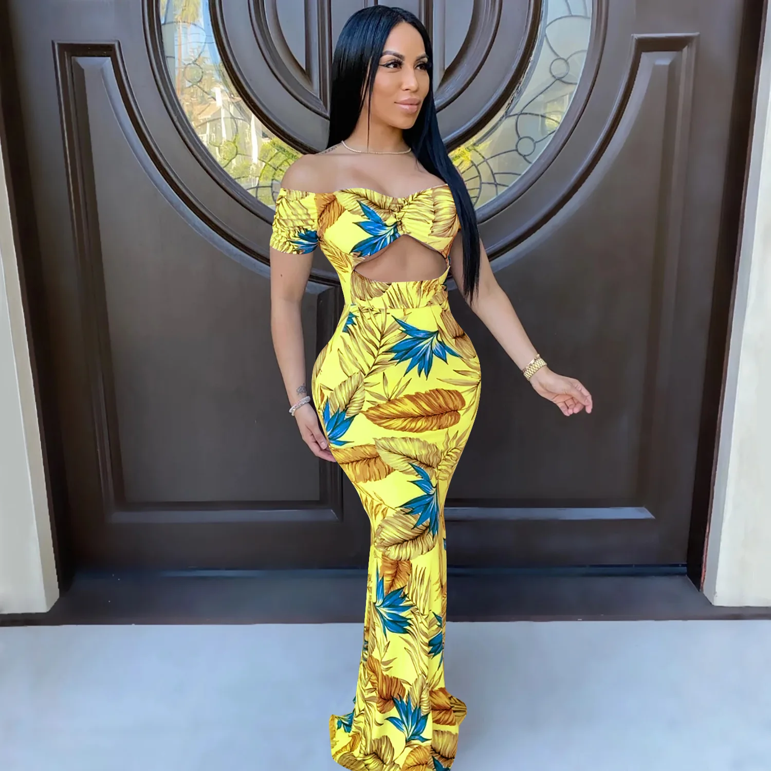 Fashionable European and American new products printed sexy one shoulder long skirt women's dress
Fashionable European and American new products printed sexy one shoulder long skirt women's dress