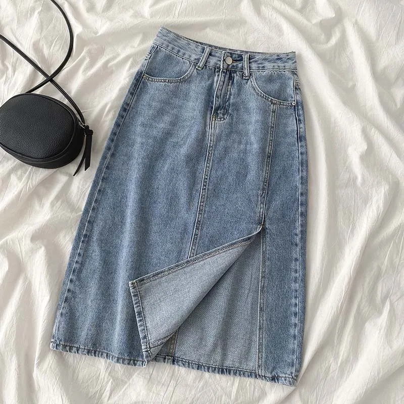 Spring new Korean retro high waist split a-line skirt women
Spring new Korean retro high waist split a-line skirt women