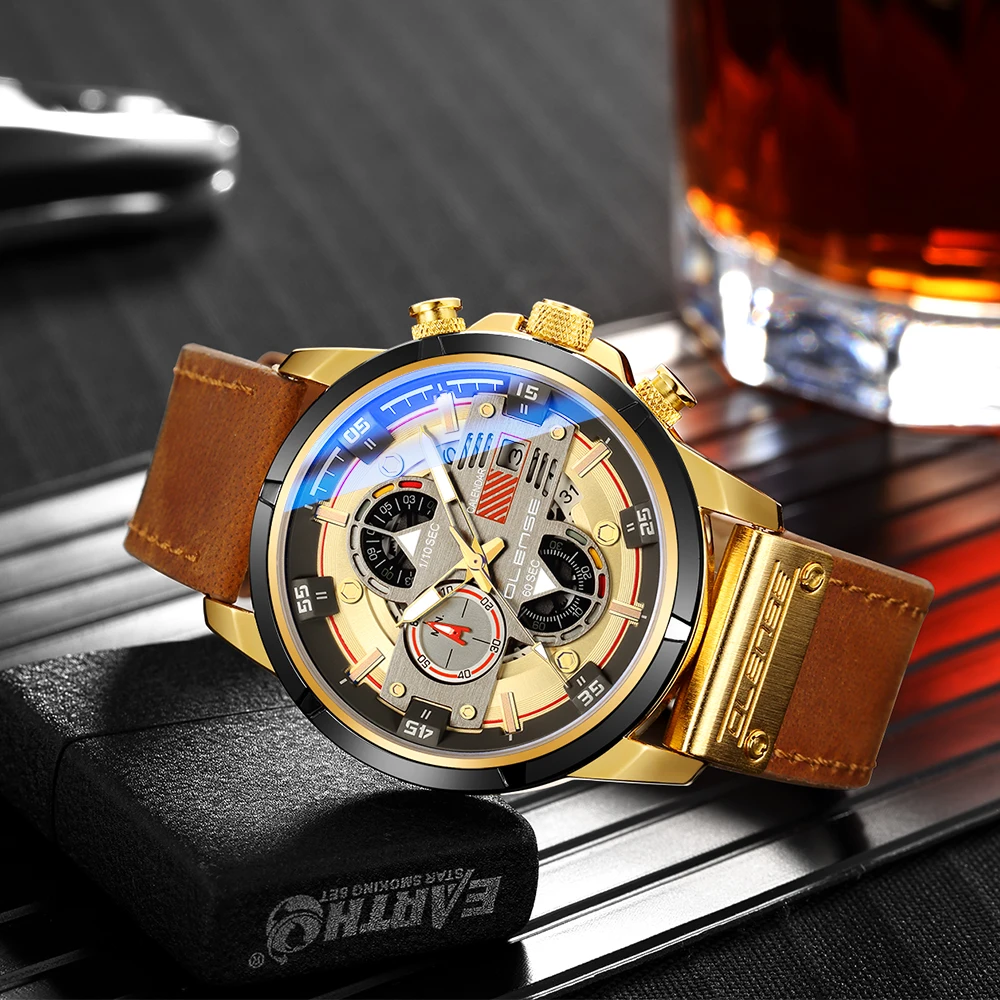 New Sport Chronograph Men& Watches Waterproof Leather Strap Wristwatch Big Dial Quartz Clock with Luminous Pointers
New Sport Chronograph Men& Watches Waterproof Leather Strap Wristwatch Big Dial Quartz Clock with Luminous Pointers