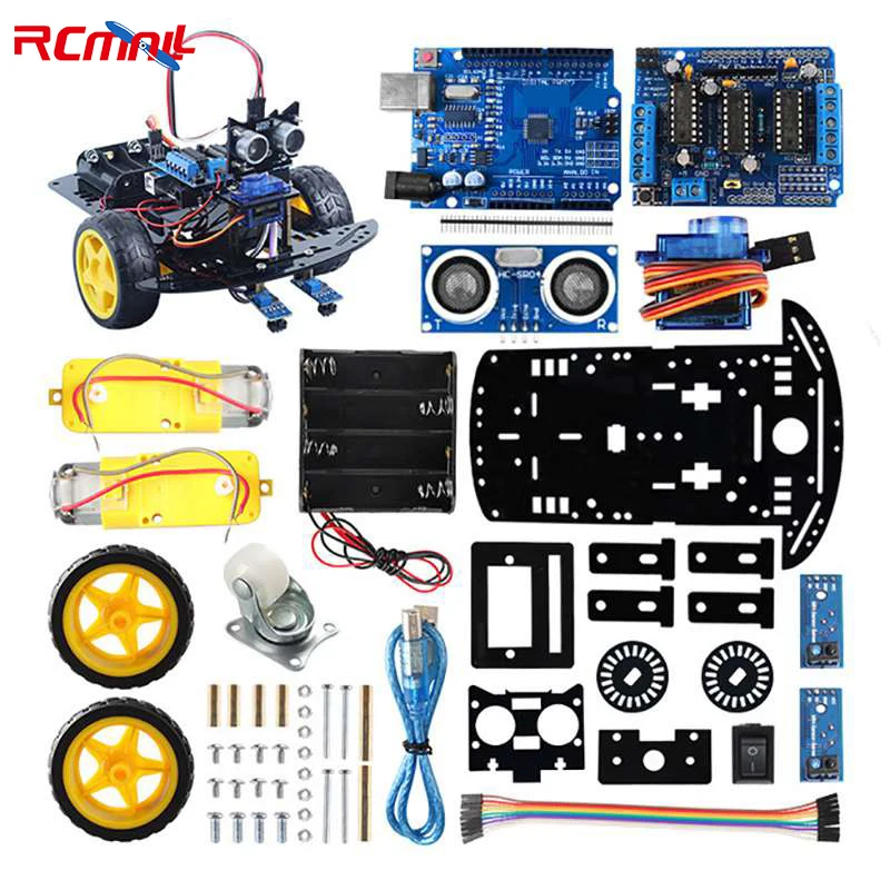 

2WD Smart Robot Car Kit With L298N Motor Drive & Tracking Module & G90 Servo For Arduino CH340 with Ultrasonic Fixing Bracket