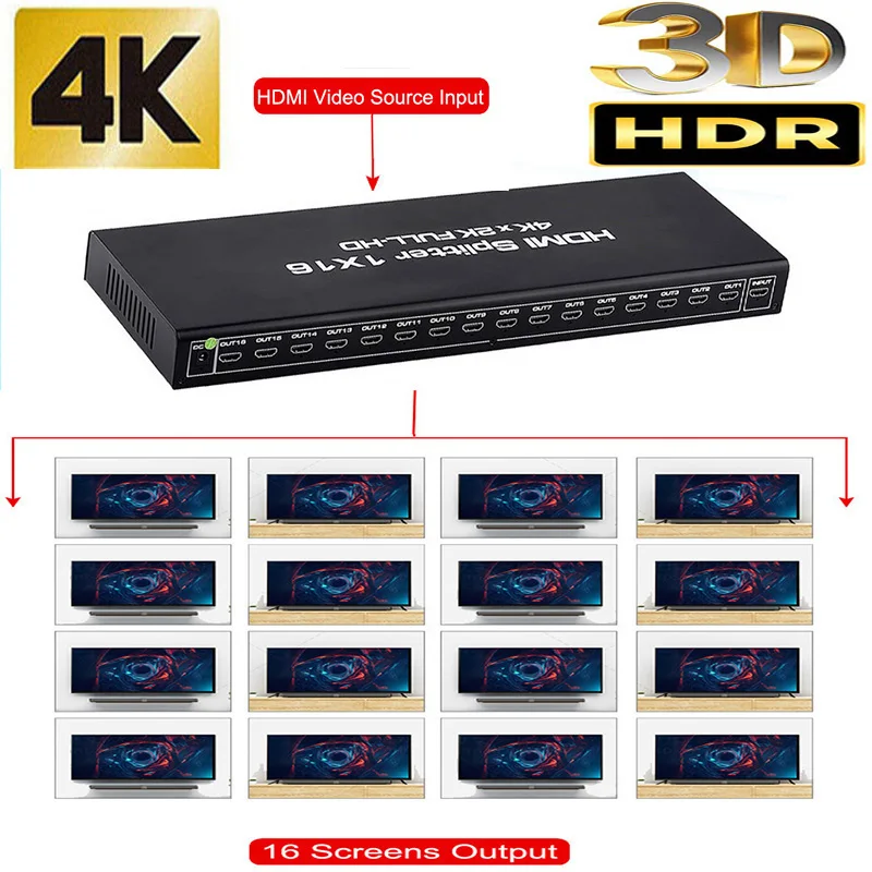 4k x 2k HDMI сплиттер 1x16 видео сплиттер конвертер 4K 3D HD 1080P 1 в 16 out PS3 PS4 XBOX DVD Компьютер ПК выход на ТВ
4k x 2k HDMI сплиттер 1x16 видео сплиттер конвертер 4K 3D HD 1080P 1 в 16 out PS3 PS4 XBOX DVD Компьютер ПК выход на ТВ