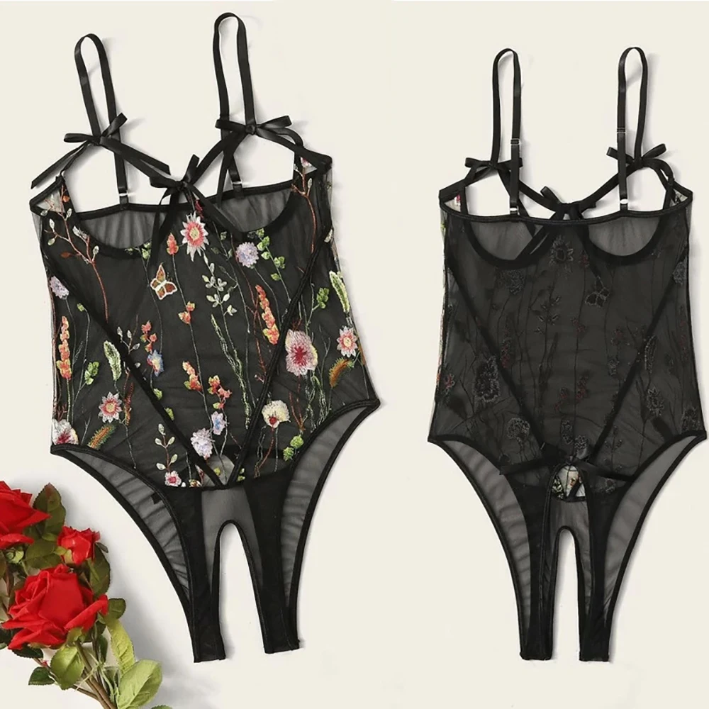 Ladies Sexy Lingerie Hollow Bodysuit Floral Embroidered Jumpsuit Sleepwear Women's Mesh Embroidered Cutout Jumpsuit Underwear
Ladies Sexy Lingerie Hollow Bodysuit Floral Embroidered Jumpsuit Sleepwear Women's Mesh Embroidered Cutout Jumpsuit Underwear