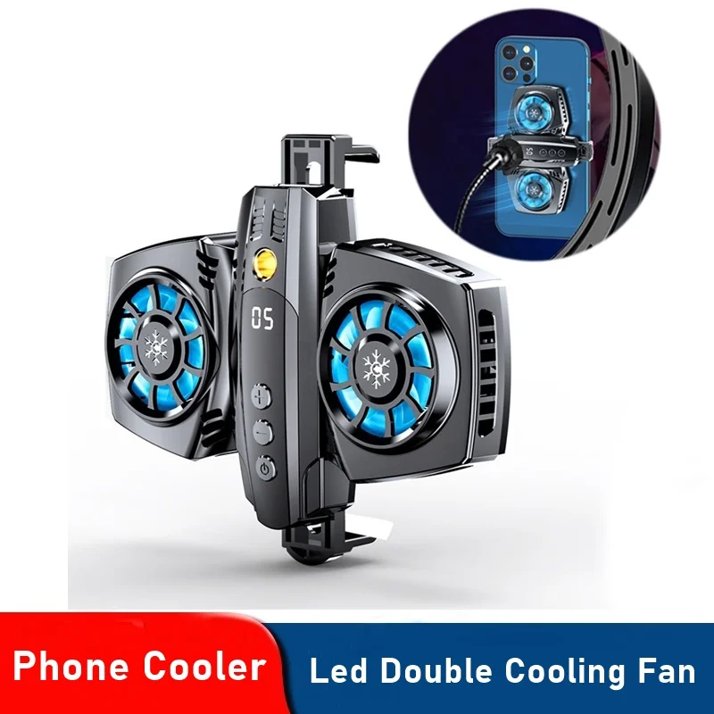 Portable Mobile Phone Cooler Semiconductor Dual Cooling Fan Radiator Phone Holder Game Heat Sink Fun Cooler for Iphone 12 Xiaomi
Portable Mobile Phone Cooler Semiconductor Dual Cooling Fan Radiator Phone Holder Game Heat Sink Fun Cooler for Iphone 12 Xiaomi
