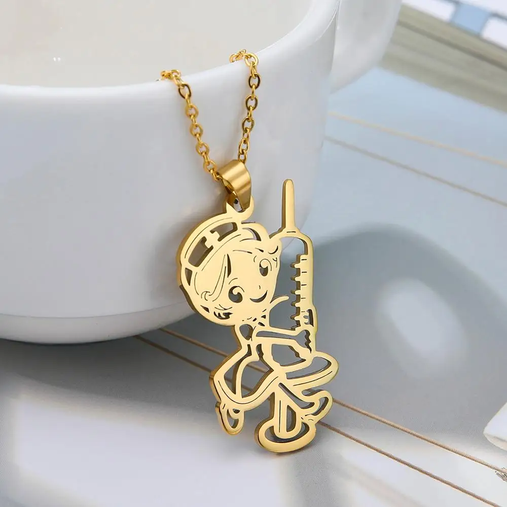 My Shape Doctor Nurse Necklace For Women Stainless Steel Syringe Hollow Cut Out Gold Color Choker Chain Link Pendant Jewelry
My Shape Doctor Nurse Necklace For Women Stainless Steel Syringe Hollow Cut Out Gold Color Choker Chain Link Pendant Jewelry