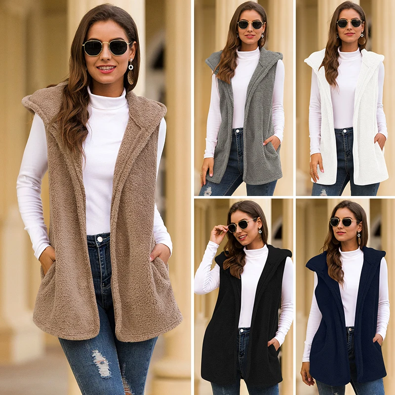 Solid Color Hooded Vest Plush Jacket Hooded Sleeveless Jacket Women Sweater Vest Chic Warm Winter Japanese Simple Coat
Solid Color Hooded Vest Plush Jacket Hooded Sleeveless Jacket Women Sweater Vest Chic Warm Winter Japanese Simple Coat