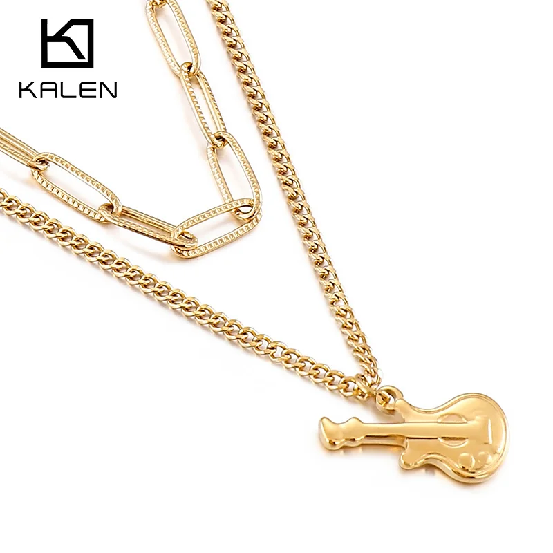 KALEN Stainless Steel Double Layers Boy Guitar Charm Choker Necklaces For Women Fashion Bohemia Pendant Necklace
KALEN Stainless Steel Double Layers Boy Guitar Charm Choker Necklaces For Women Fashion Bohemia Pendant Necklace