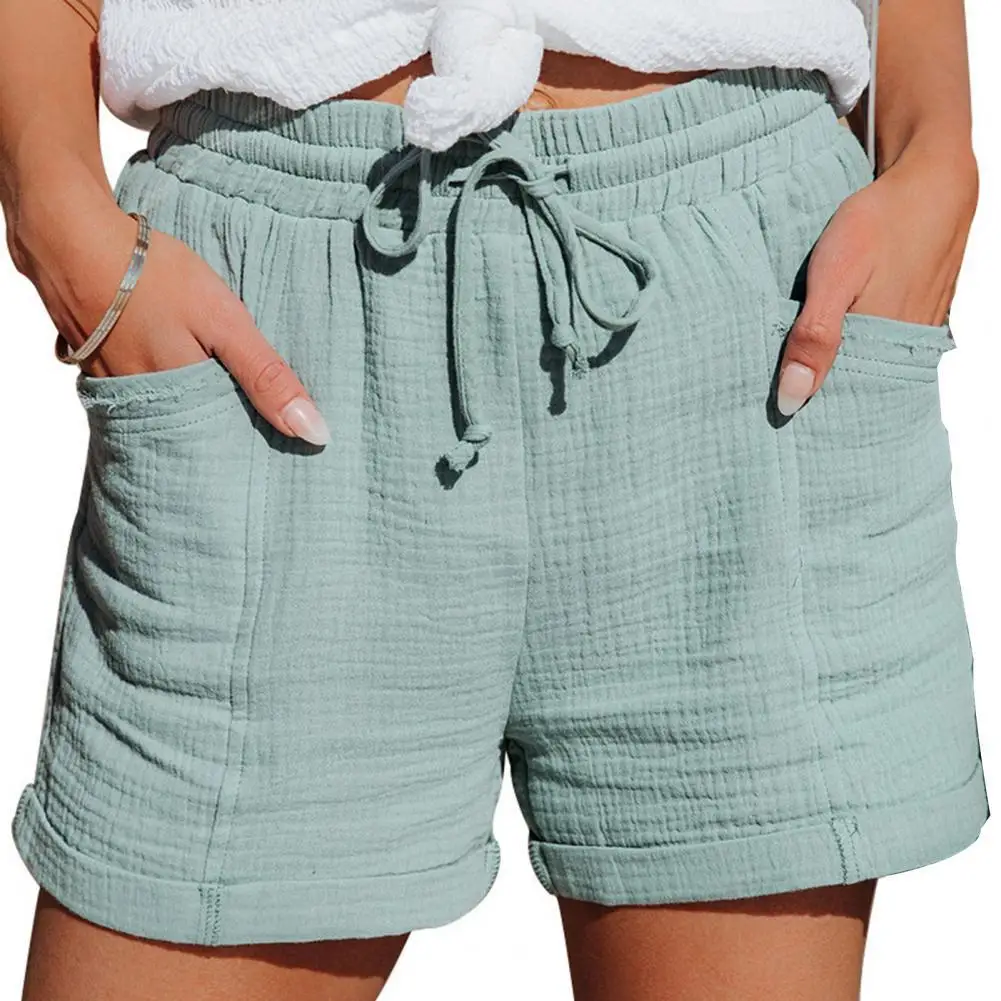 Women Summer High Waist Pockets Solid Color Elastic Waist Loose Drawstring Shorts Bottoms for Beach Fashion Lady Casual Shorts
Women Summer High Waist Pockets Solid Color Elastic Waist Loose Drawstring Shorts Bottoms for Beach Fashion Lady Casual Shorts