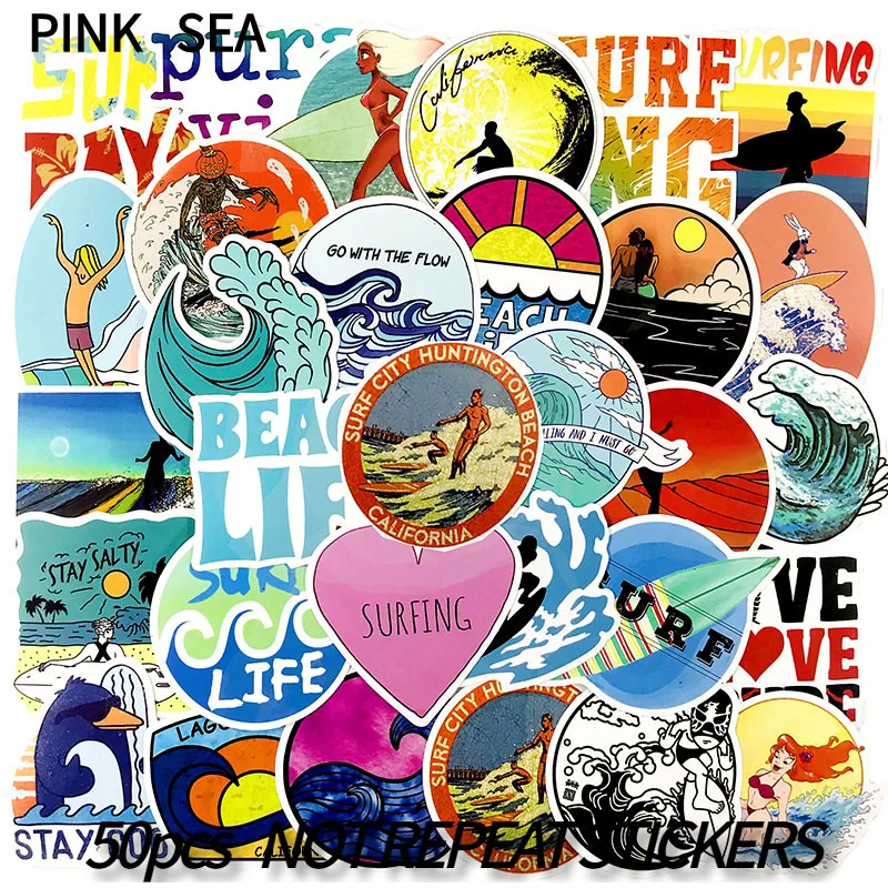 10/30/50PCS/set Summer Surfing Sticker Beach Travel Graffiti Surf Stickers DIY for Surfboard Laptop Luggage Bicycle Tablet