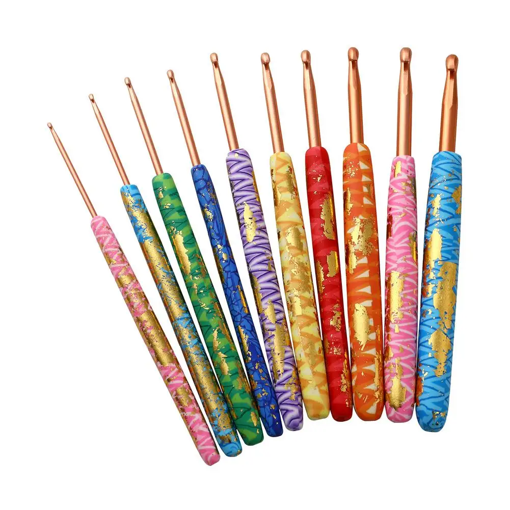 10pcs Crochet Hooks Set Extra-Long Crocheting Needles Ergonomic Handle Grips Crochet Hook Set Multi-color Aluminium Crochet Ya 
10pcs Crochet Hooks Set Extra-Long Crocheting Needles Ergonomic Handle Grips Crochet Hook Set Multi-color Aluminium Crochet Ya