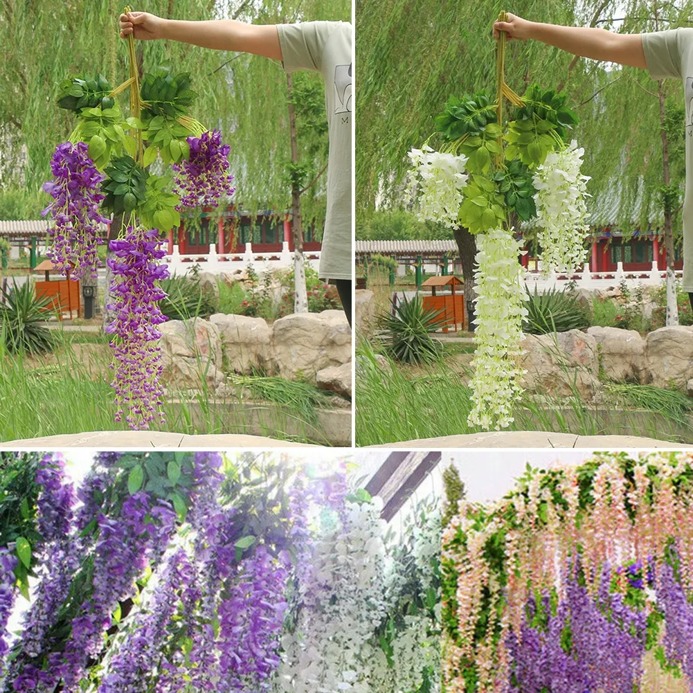 12 Bunches Of Artificial Wisteria Vine 110cm Plastic And Silk Fake Garden Hanging Flower Plant Vine Wedding Table Arrangement
12 Bunches Of Artificial Wisteria Vine 110cm Plastic And Silk Fake Garden Hanging Flower Plant Vine Wedding Table Arrangement