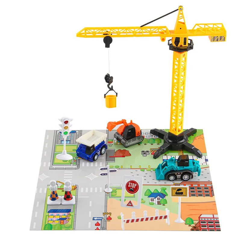 Engineering vehicle series toys construction crane engineering car alloy return force theme set with road signs
Engineering vehicle series toys construction crane engineering car alloy return force theme set with road signs