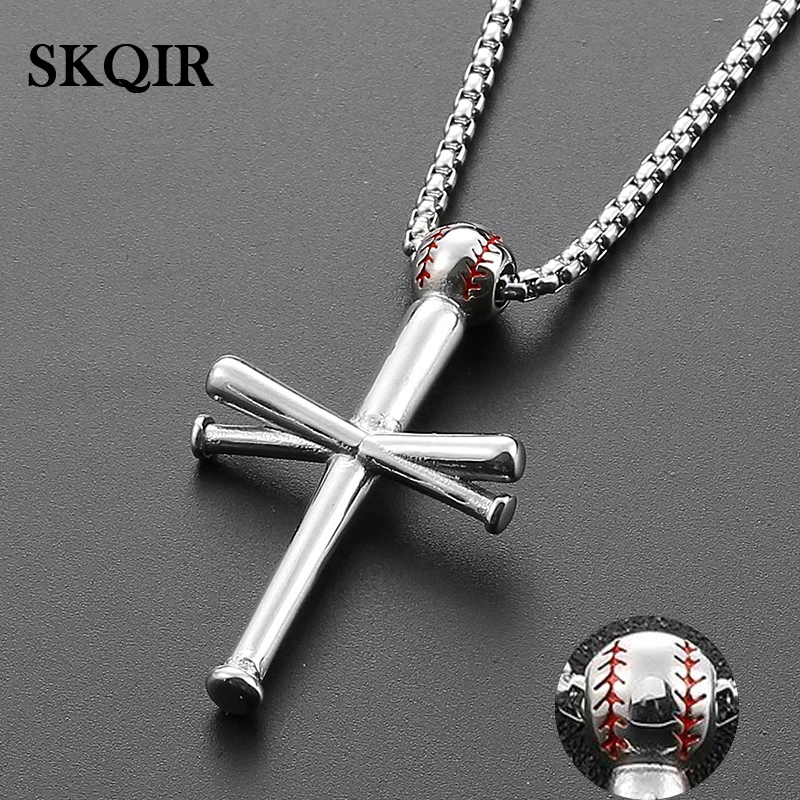 Fashion Silver Color Baseball Sport Necklace Stainless Steel Cross Pendant ChokerJewelry Charm Chain Women Men Necklace Gift
Fashion Silver Color Baseball Sport Necklace Stainless Steel Cross Pendant ChokerJewelry Charm Chain Women Men Necklace Gift