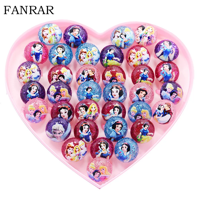 36 шт./лот Disney мультфильм Холодное сердце Детское кольцо коробка для девочек