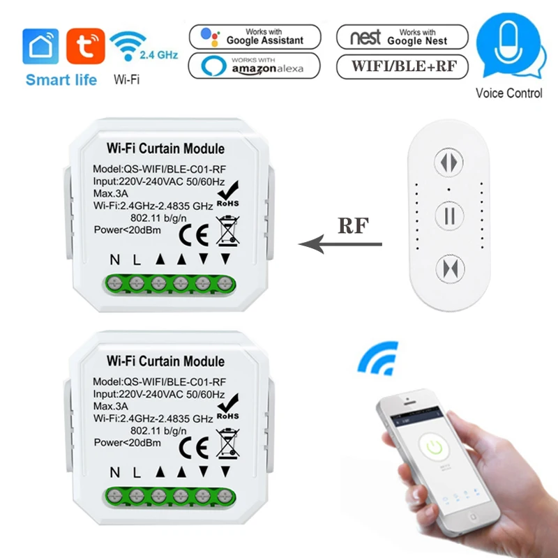 Tuya Smart Life RF433 Curtain Switch Module Remote Control Blinds Roller Shutter App Timer Google Home Aelxa Echo Smart Home
Tuya Smart Life RF433 Curtain Switch Module Remote Control Blinds Roller Shutter App Timer Google Home Aelxa Echo Smart Home