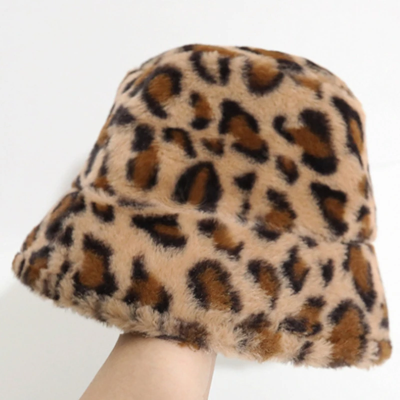 Женская зимняя Панама из искусственного меха, с леопардовым принтом 
Женская зимняя Панама из искусственного меха, с леопардовым принтом
