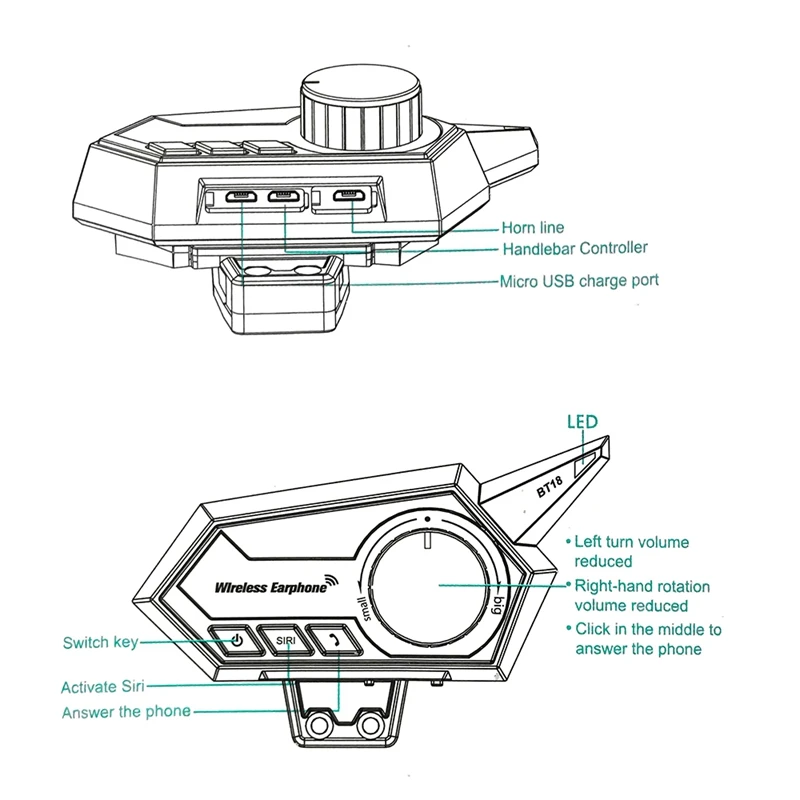 BT18 Moto Intercom Bluetooth V5.0 Helmet Headset Stereo Helmet Earphone with Handsfree Motorcycle FM Radio Headsets
BT18 Moto Intercom Bluetooth V5.0 Helmet Headset Stereo Helmet Earphone with Handsfree Motorcycle FM Radio Headsets