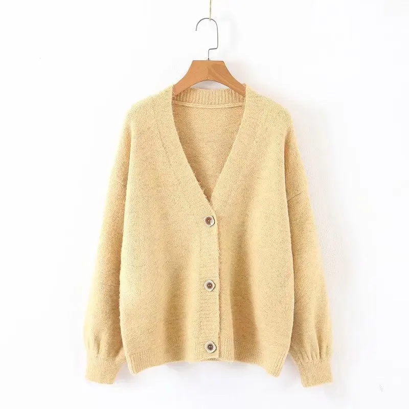 2019 Women Autumn Soft And Comfortable Knit Cardigan Cardigans Large V-Neck Loose Sweater Casual Button Sweet Tops