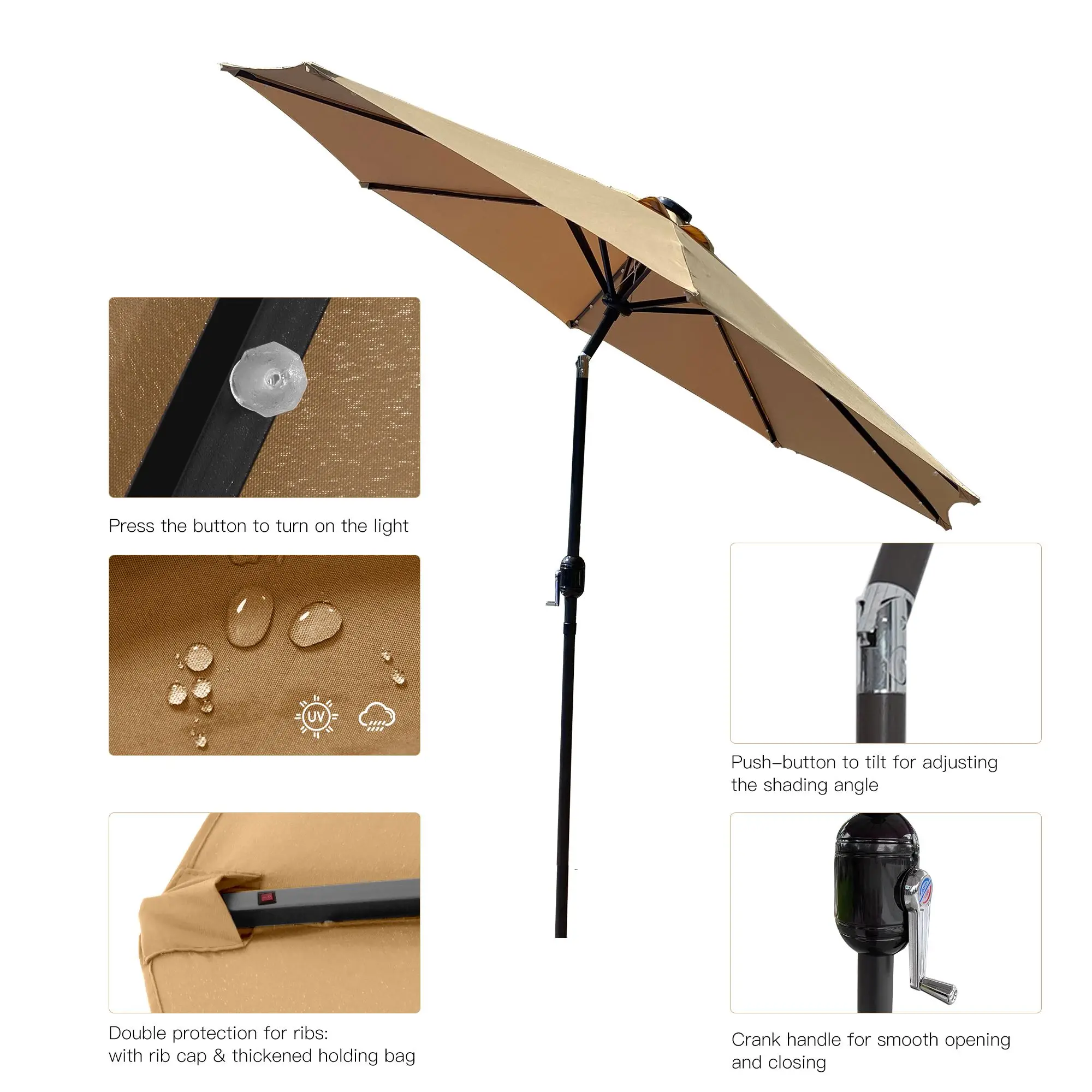 

Зонт для внутреннего дворика с 32 светодиодный чными светодиодными лампами, зонт с консолью, зонт для подвесного рынка, зонты для улицы