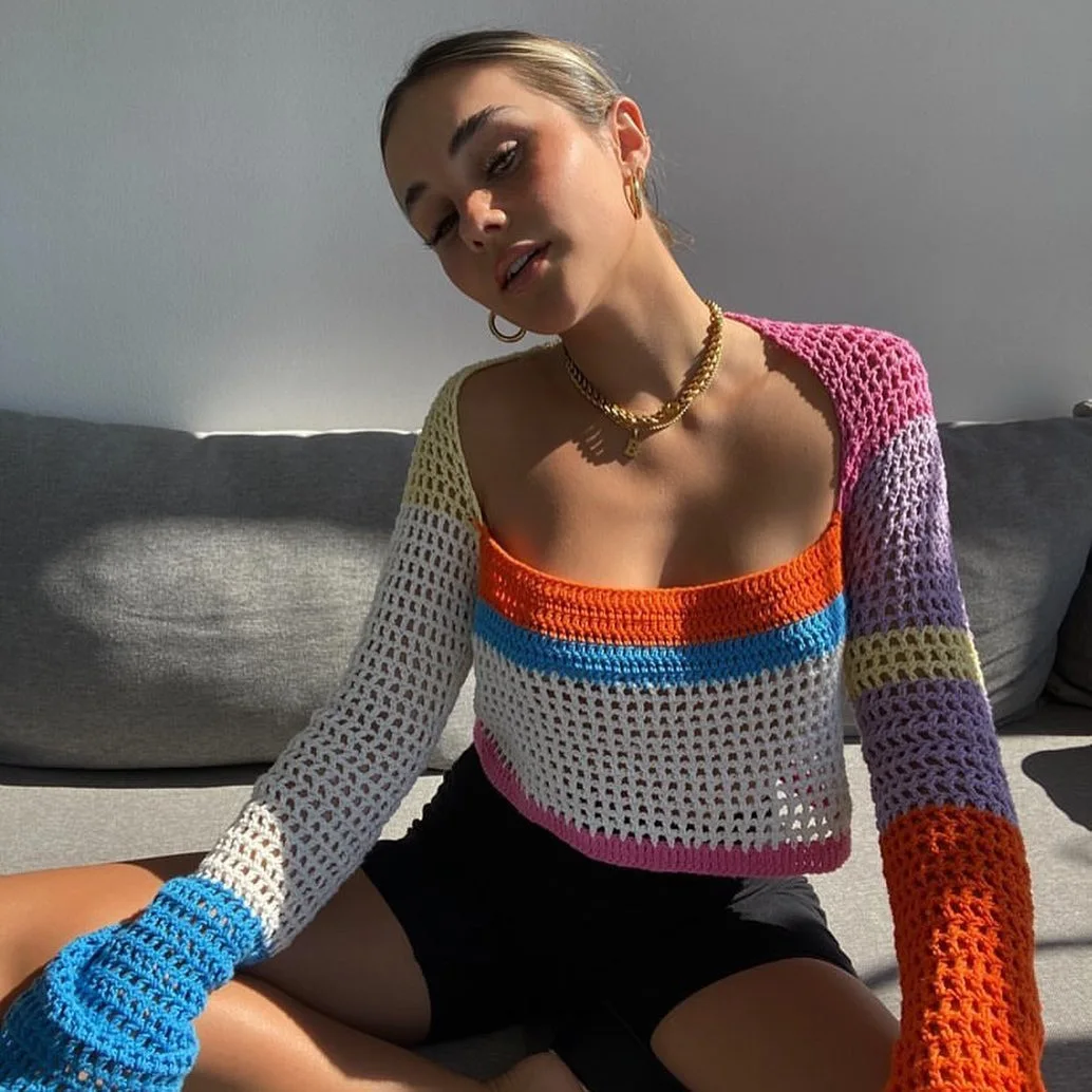 2021 Spring Summer New Women's Sexy Square Collar Color Striped Woolen Long-sleeved T Shirt Harajuku Y2k Top
2021 Spring Summer New Women's Sexy Square Collar Color Striped Woolen Long-sleeved T Shirt Harajuku Y2k Top