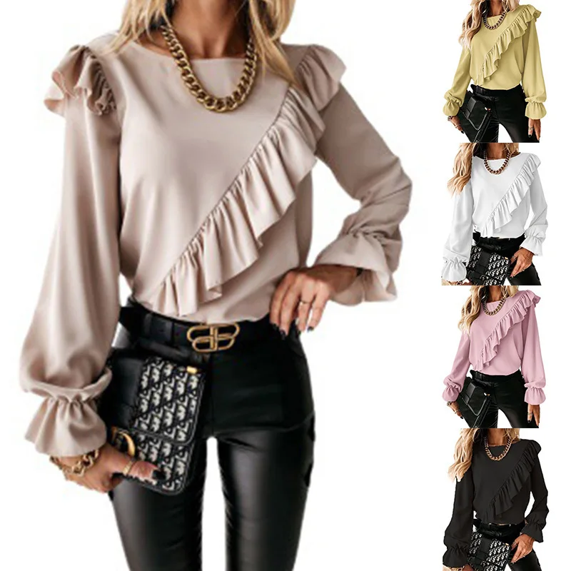 Women Spring Chic Elegant Slim Pleated Ruffle Stitching Flared Sleeve Loose Shirt Female V-Neck Blouse 2021 New Office Tops 2XL
Women Spring Chic Elegant Slim Pleated Ruffle Stitching Flared Sleeve Loose Shirt Female V-Neck Blouse 2021 New Office Tops 2XL