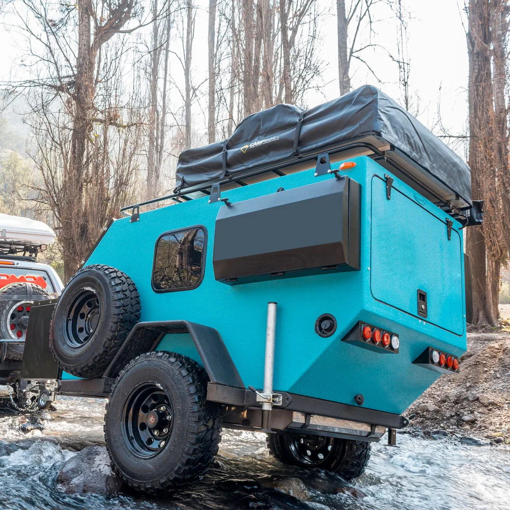Small Off-road Folding Caravan Camper Travel Trailer for Sale with Rooftop Tent and Kitchen
Small Off-road Folding Caravan Camper Travel Trailer for Sale with Rooftop Tent and Kitchen