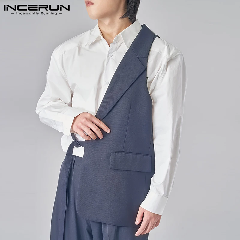 Handsome Well Fitting Men's Irregular Detachable Buckle Rope Vests Leisure Shirts Lapel Sleeveless Waistcoats S-5XL INCERUN 2021
Handsome Well Fitting Men's Irregular Detachable Buckle Rope Vests Leisure Shirts Lapel Sleeveless Waistcoats S-5XL INCERUN 2021