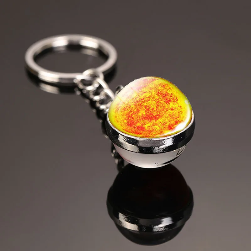 Galaxy Planet Keychain Trendy Solar System Art Picture Glass Ball Key Chain Moon Earth Double Side Car | Игрушки и хобби