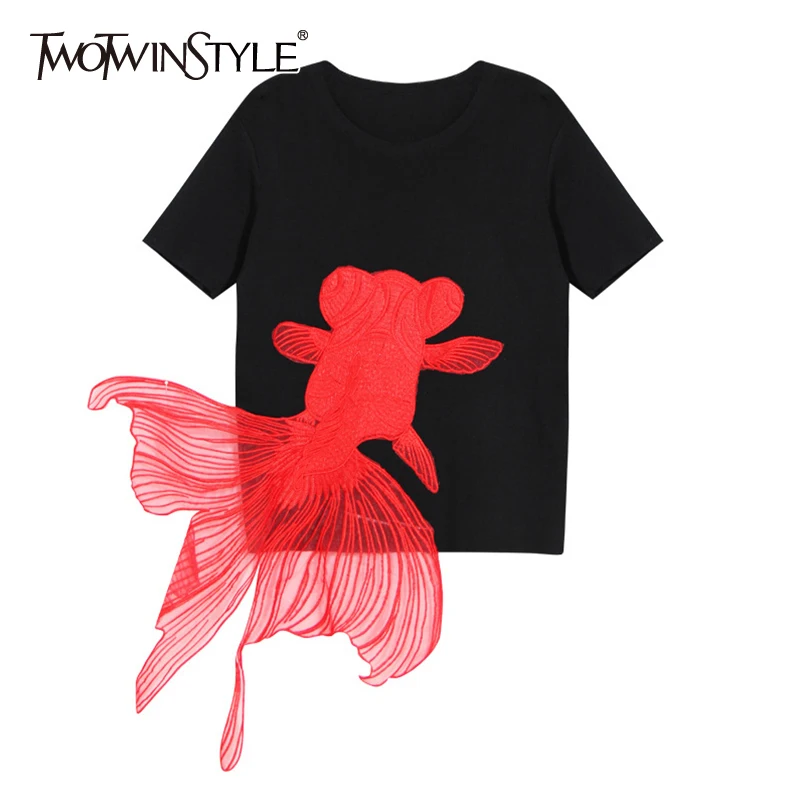 TWOTWINSTYLE Casual Embroidered Animal T Shirt For Female O Neck Short Sleeve T Shirts Women New Clothing 2021 Fashion Style
TWOTWINSTYLE Casual Embroidered Animal T Shirt For Female O Neck Short Sleeve T Shirts Women New Clothing 2021 Fashion Style