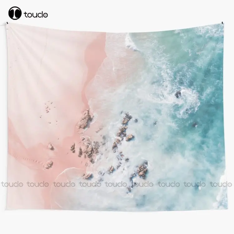 

Sea Bliss - Aerial Pink Beach Ocean Sea Photography By Ingrid Beddoes Tapestry Meme Tapestry Custom Decoration Wall Hanging