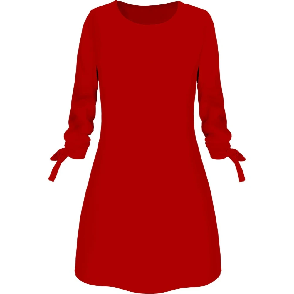 7Casual Dress Women Autumn Spring Solid Color O Neck 3/4 Drawstring Sleeve Loose Mini Dress All Match Plus Size 7 Colors
7Casual Dress Women Autumn Spring Solid Color O Neck 3/4 Drawstring Sleeve Loose Mini Dress All Match Plus Size 7 Colors